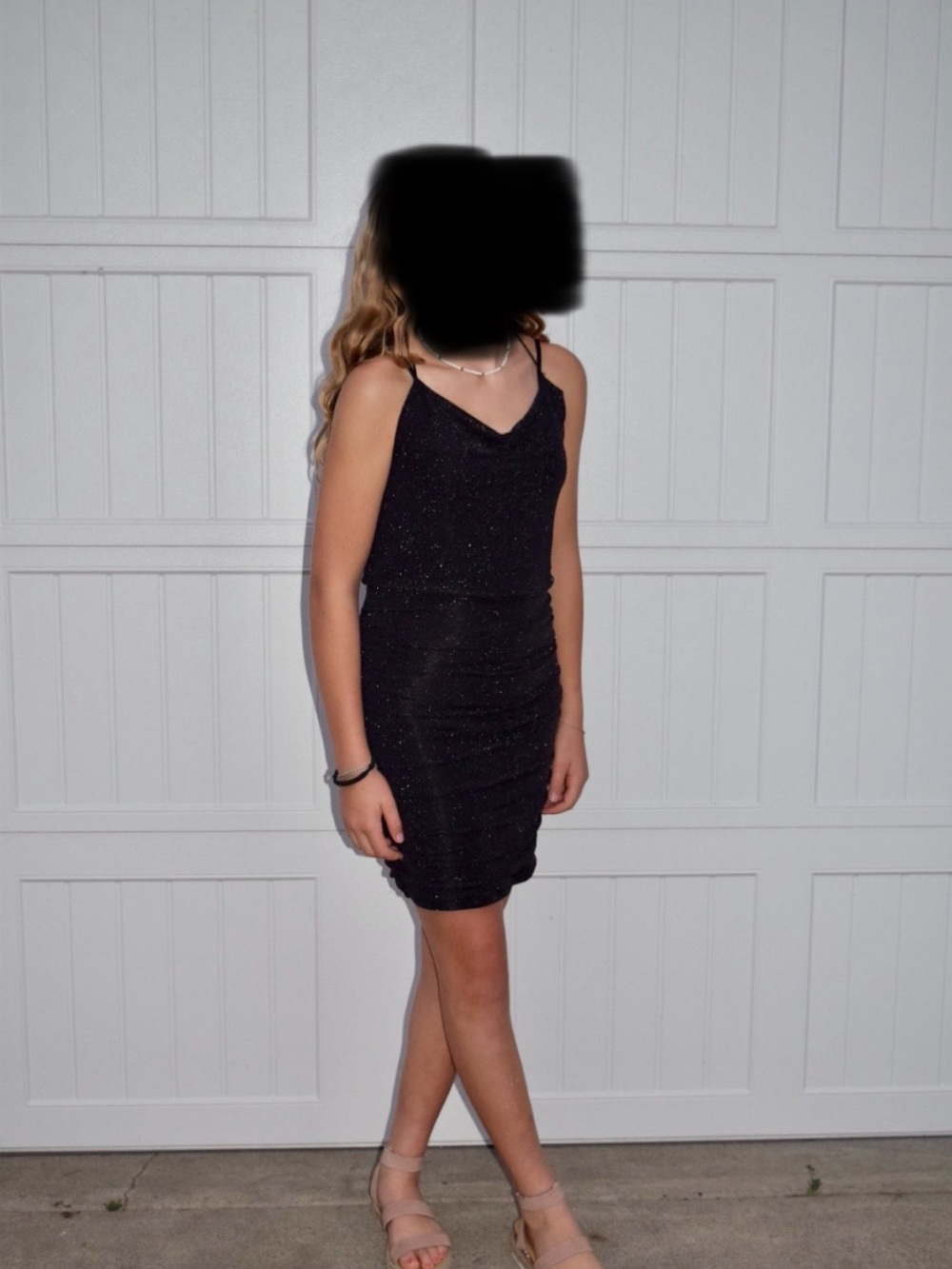 Forever 21 Black Sparkle Cowl Neck Slip Dress